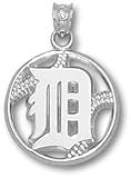 Detroit Tigers Solid Sterling Silver ''D'' Pierced Baseball Pendant