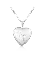 No. 1 Mom Heart Shaped Photo Locket Pendant Sterling Silver