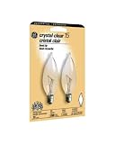 GE Lamps 48396 15-Watt Crystal Clear Bent Tip CA10 2CD, 2-Pack