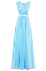 Lace Chiffon Scoop Neck Evening Dress/Bridesmaid Dress/Prom Dress 