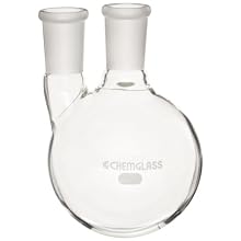 Chemglass CG-1518-06 Glass 500mL Round Heavy Wall 2 Neck Bottom Boiling Flask with 24/40 Standard Taper Outer Joint