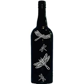 Black Port Incense Bottle Burner with Dragonfly Design
