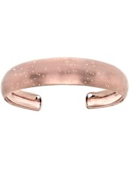 Sterling Silver Rose 10-15mm Shine Textured Cuff Bangle