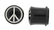 Black Acrylic Single Flare Plug - Peace Sign - 1/2 - Sold as a Pair