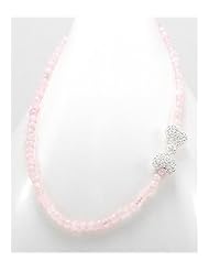 Bow Rose Quartz Necklace In 92.5 Sterling Silver