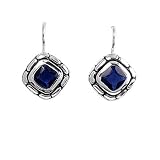 Sterling Silver Blue Sapphire Cubic Zirconia Earrings, Size: 13 mm