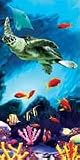 Swimming Sea Turtle Terry Velour Beach Bath Towel