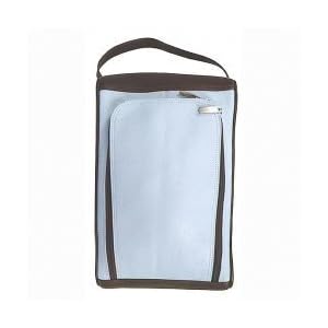 U-Zip Leather Shoe Bag - Pastel Blue/Chocolate - by Piel Leather - 2378 (Pastel Blue/Chocolate) (4