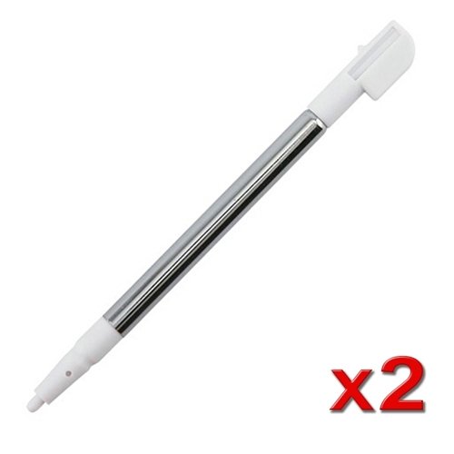 Retractable Stylus 2-Pack Set for Nintendo DS Lite - Metal w White Cap
