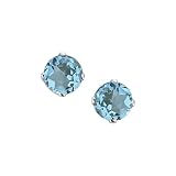 14K White Gold Prong Set 4 MM Blue Topaz Earring Studs