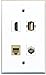 RiteAV - 1 Port HDMI 1 Port Coax Cable TV- F-Type 1 Port USB A-A 1 Port Phone RJ11 RJ12 Beige Wall Plate