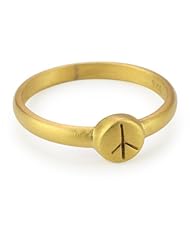 Satya Jewelry Gold Vermeil Etched Peace Ring, Size 7