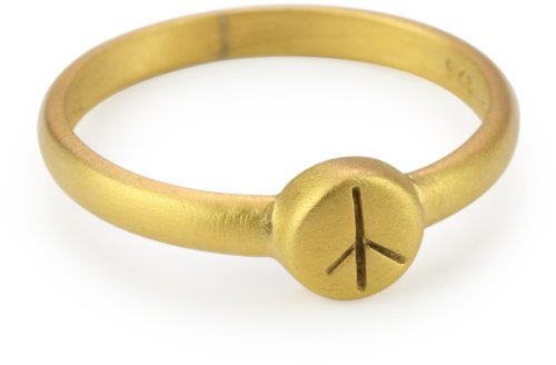 Satya Jewelry Gold Vermeil Etched Peace Ring, Size 7