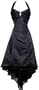 Satin Halter Dress Tulle Mini Train Prom Bridesmaid Holiday Formal Gown Junior Plus Size, XL, Black