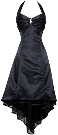 Satin Halter Dress Tulle Mini Train Prom Bridesmaid Holiday Formal Gown Junior Plus Size