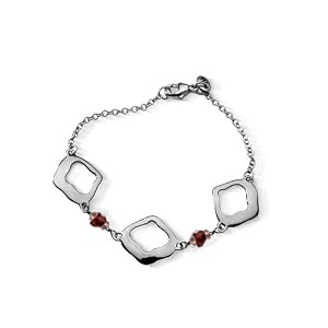 Triple Fiore Sterling Silver Bracelet with Pink Tourmaline and Garnet Beads -... by