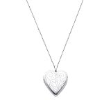 Sterling Silver Engraved Heart Locket Pendant (0.8