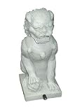 Oriental Female Foo Dog Garden Sculpture / Ornament / Water Feature - White Stone