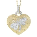 14K Two Tone Gold 1/10 ct. Diamond Heart Necklace