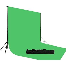 Chromakey Green Screen Kit 10x24 Ft Muslin Screen Backdrop Support System Kit, 10 x 24 Chromakey Green Muslin Backdrop Background Stand Kit, carrying case included for backdrop support stand by Fancier UL30 10x24 Green