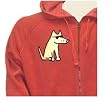 Designer Cotton Hooded Sweatshirt - Full Zip Applique Cotton Hooded Sweatshirt Featuring Teddy the Dog Graphic for Adults - Crimson - X-Large