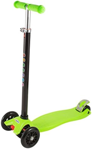 Cheetah Adjustable Height 3 Wheel Wide Deck with Double Rear Wheels Kids Kick Scooter (Green)