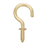 Crown Bolt 62535 7/8-Inch Solid Brass Cup Hook, Gold, 5-Pack