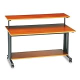Adjustable Mobile Workstation- Cherry/ Black