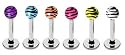 6 Zebra Animal Tiger Print Unique balls Labret Monroe lip tragus piercing bar Ring 16g, 5/16" (8mm)