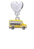 School Bus - Side European Heart Charm Dangle Bead [Jewelry]