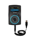 Coiled Power Hot Sync and Charge USB Data Cable w/ Tip Exchange for the Sandisk Sansa Clip - Gomadic Brand