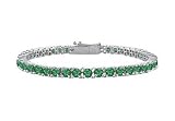 Emerald Tennis Bracelet : 14K White Gold - 1.00 CT TGW - Manufacturer by FineJewelryVault