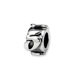 Number 5, Message Charm in Sterling Silver for Pandora, Kera and other 3mm Bracelets