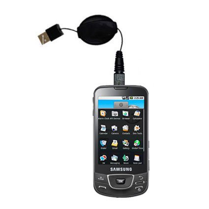 Retractable USB Cable for the Samsung I5800 with Power Hot Sync and Charge capabilities - uses Gomadic TipExchange Technology