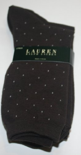 Polo Ralph Lauren Women's Crew Socks - 2 Pair - Size: 9-11 - Dark Brown/Dots