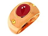 Sterling Silver & 18k Pink Gold Plating Cabochon Ruby & Yellow Sapphire Ring Size 6.25 Ct.tw 3.60