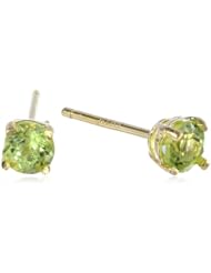 Gold Plated Sterling Silver 4mm Round Peridot Earrings