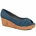 Schuh Chloe Peep Wedge 2 - 7 Uk - Blue - Fabric