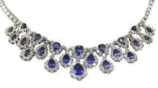 56.61 ct SAPPHIRE & DIAMOND FASHION NECKLACE in WHITE GOLD