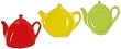Stoneware Pottery Colorful Tea Pot Plates 4 1/2" x 3 1/2" Set of 6