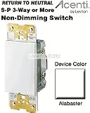 Leviton ACS15-1LW Acenti 15A 120-Volt AC Non-Dimming Switch for Single Pole, 3-Way or More Applications with LED Locator, Alabaster