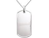 Large Dog Tag Pendant in Sterling Silver with 24 inch Chain