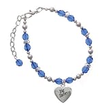 Silver Big Sister Heart - 2-D Blue Czech Glass Beaded Charm Bracelet [Jewelry]