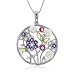 Pearl Topaz Diamond Peridot Amethyst Flower Pendant Necklace