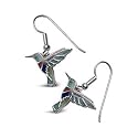 Sterling Silver Inlay Hummingbird Earrings