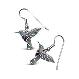 Sterling Silver Inlay Hummingbird Earrings