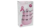 Ethos Breast Cancer Campaign Serenity Non Stick Saucepan Set, 3 Pieces, Pink