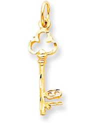 10K Yellow Gold Number 18 on Skelton Key Charm Jewelry