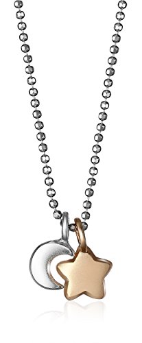 Alex Woo "Mini Additions" Sterling Moon and 14k Gold Star Pendant Necklace
