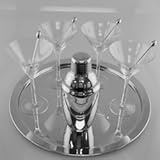 10 Piece Martini Set Includes Tray, Shaker, Martini Glasses and Chrome Picks Gift Boxed By Godinger